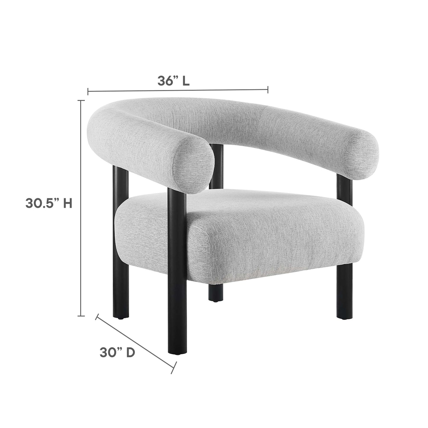 Modway - Sable Upholstered Fabric Armchair by Modway  Living Room Sofas and Armchairs Black - EEI-6689-LGR-BLK