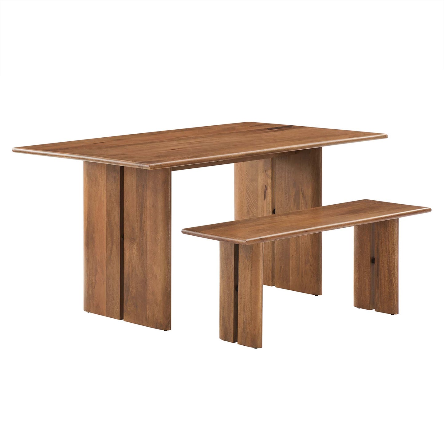 Modway - Amistad 60" Wood Dining Table and Bench Set by Modway  Bar and Dining Dining Sets Brown - EEI-6690-WAL