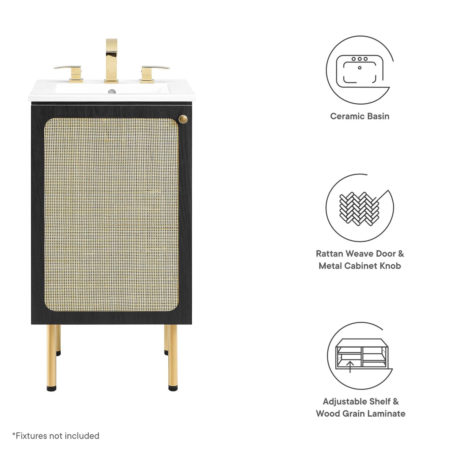 Modway Outlet Chaucer 18" Bathroom Vanity by Modway  Bathroom Furniture Black White - EEI-6691-BLK-WHI