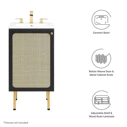 Modway Outlet Chaucer 18" Bathroom Vanity by Modway  Bathroom Furniture Black White - EEI-6691-BLK-WHI