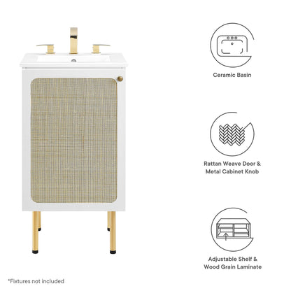 Modway Outlet Chaucer 18" Bathroom Vanity by Modway  Bathroom Furniture White White - EEI-6691-WHI-WHI