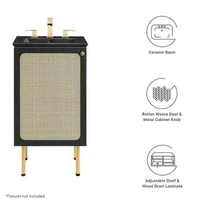 Modway Outlet Chaucer 18" Bathroom Vanity by Modway  Bathroom Furniture Black Black - EEI-6692-BLK-BLK