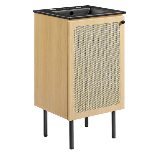 Modway Outlet Chaucer 18" Bathroom Vanity by Modway  Bathroom Furniture Oak Black - EEI-6692-OAK-BLK