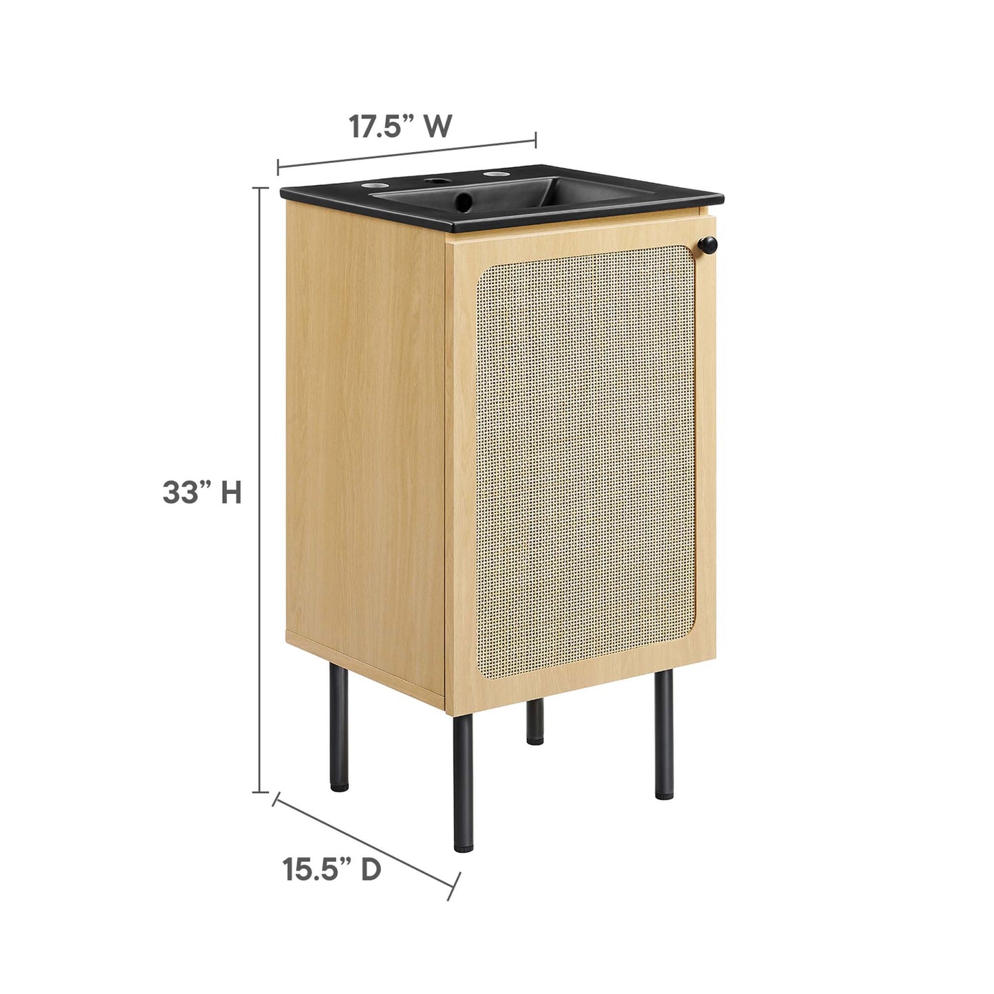 Modway Outlet Chaucer 18" Bathroom Vanity by Modway  Bathroom Furniture Oak Black - EEI-6692-OAK-BLK