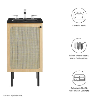 Modway Outlet Chaucer 18" Bathroom Vanity by Modway  Bathroom Furniture Oak Black - EEI-6692-OAK-BLK