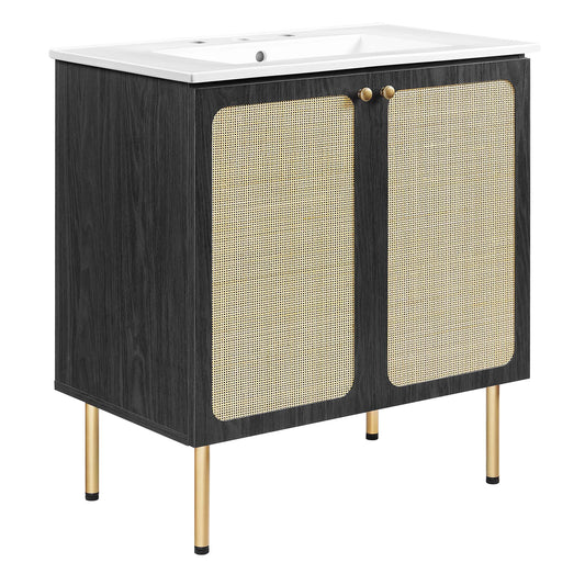 Modway Outlet Chaucer 30" Bathroom Vanity by Modway  Bathroom Furniture Black White - EEI-6695-BLK-WHI