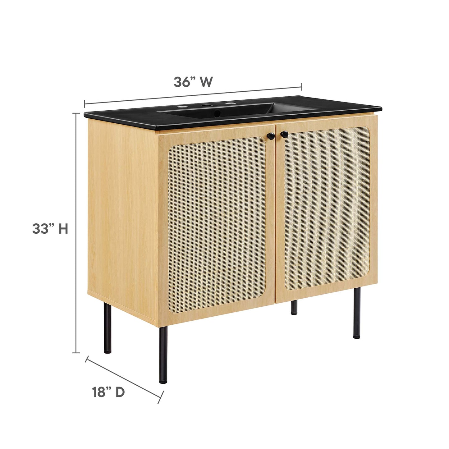 Modway Outlet Chaucer 36" Bathroom Vanity by Modway  Bathroom Furniture Oak Black - EEI-6698-OAK-BLK