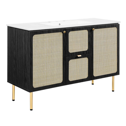 Modway Outlet Chaucer 48" Single Sink Bathroom Vanity by Modway  Bathroom Furniture Black White - EEI-6699-BLK-WHI