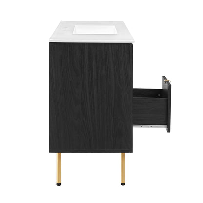 Modway Outlet Chaucer 48" Single Sink Bathroom Vanity by Modway  Bathroom Furniture Black White - EEI-6699-BLK-WHI