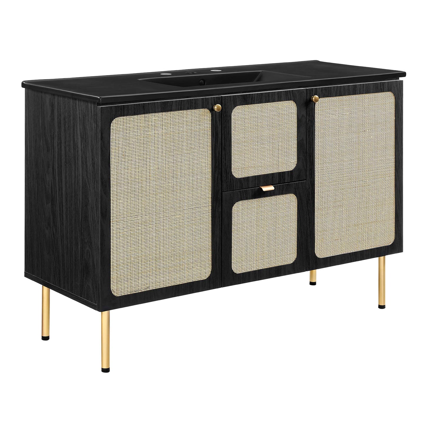 Modway Outlet Chaucer 48" Single Sink Bathroom Vanity by Modway  Bathroom Furniture Black Black - EEI-6700-BLK-BLK