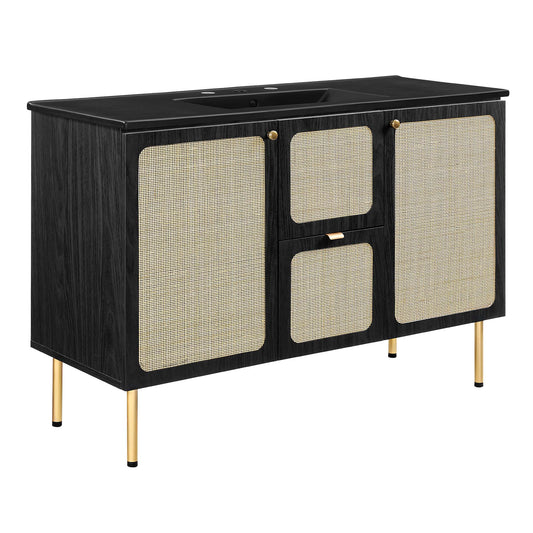 Modway Outlet Chaucer 48" Single Sink Bathroom Vanity by Modway  Bathroom Furniture Black Black - EEI-6700-BLK-BLK