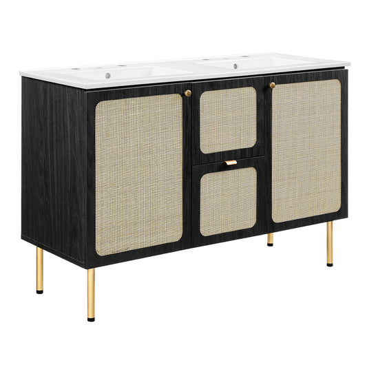 Modway Outlet Chaucer 48" Double Sink Bathroom Vanity by Modway  Bathroom Furniture Black White - EEI-6701-BLK-WHI