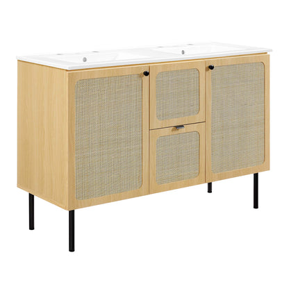 Modway Outlet Chaucer 48" Double Sink Bathroom Vanity by Modway  Bathroom Furniture Oak White - EEI-6701-OAK-WHI