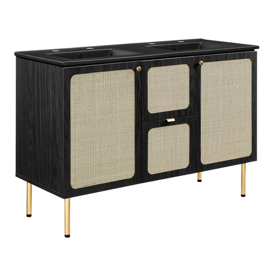 Modway Outlet Chaucer 48" Double Sink Bathroom Vanity by Modway  Bathroom Furniture Black Black - EEI-6702-BLK-BLK