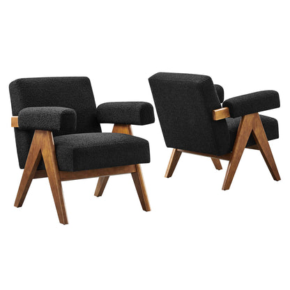 Modway - Lyra Boucle Fabric Armchair Set of 2 by Modway  Living Room Sofas and Armchairs Black - EEI-6703-BLK