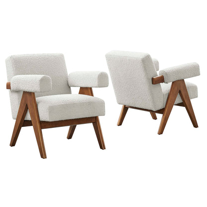 Modway - Lyra Boucle Fabric Armchair Set of 2 by Modway  Living Room Sofas and Armchairs White - EEI-6703-IVO