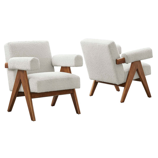 Modway - Lyra Boucle Fabric Armchair Set of 2 by Modway  Living Room Sofas and Armchairs White - EEI-6703-IVO