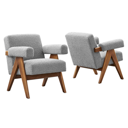 Modway - Lyra Boucle Fabric Armchair Set of 2 by Modway  Living Room Sofas and Armchairs Gray - EEI-6703-LGR