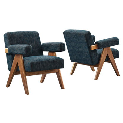 Modway - Lyra Fabric Armchair Set of 2 by Modway  Living Room Sofas and Armchairs Blue - EEI-6704-HEA