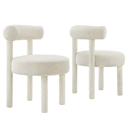 Modway - Toulouse Boucle Fabric Dining Chair Set of 2 by Modway  Bar and Dining Dining Chairs White - EEI-6705-IVO