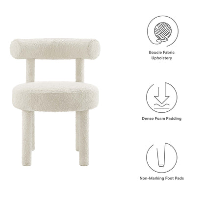 Modway - Toulouse Boucle Fabric Dining Chair Set of 2 by Modway  Bar and Dining Dining Chairs White - EEI-6705-IVO