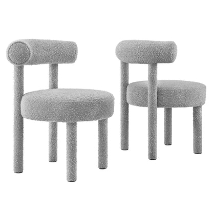 Modway Outlet Toulouse Boucle Fabric Dining Chair Set of 2 by Modway  Bar and Dining Furniture Light Gray - EEI-6705-LGR