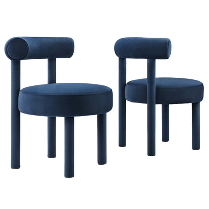 Modway - Toulouse Performance Velvet Dining Chair Set of 2 by Modway  Bar and Dining Dining Chairs Blue - EEI-6706-MID