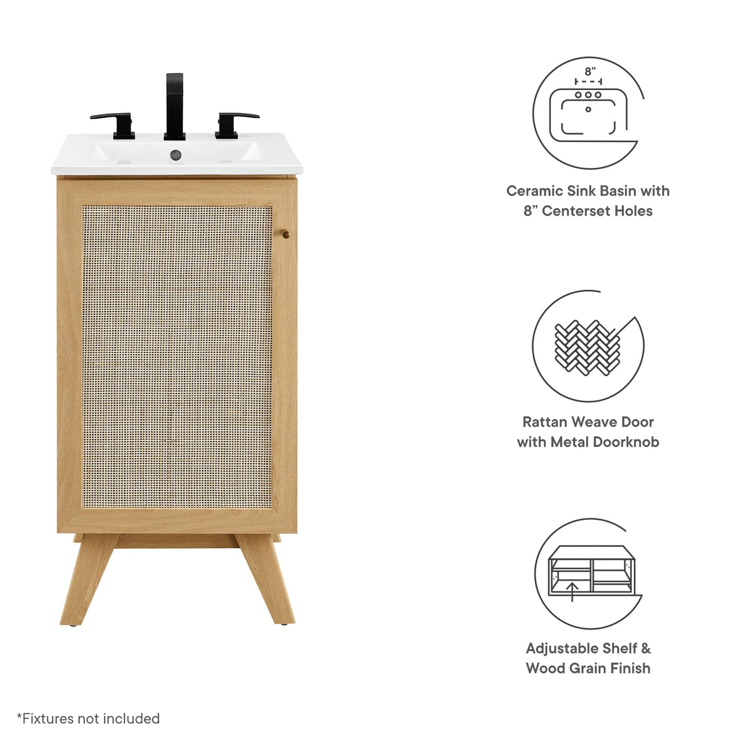 Modway Outlet Soma 18? Bathroom Vanity by Modway  Bathroom Furniture Oak White - EEI-6711-OAK-WHI