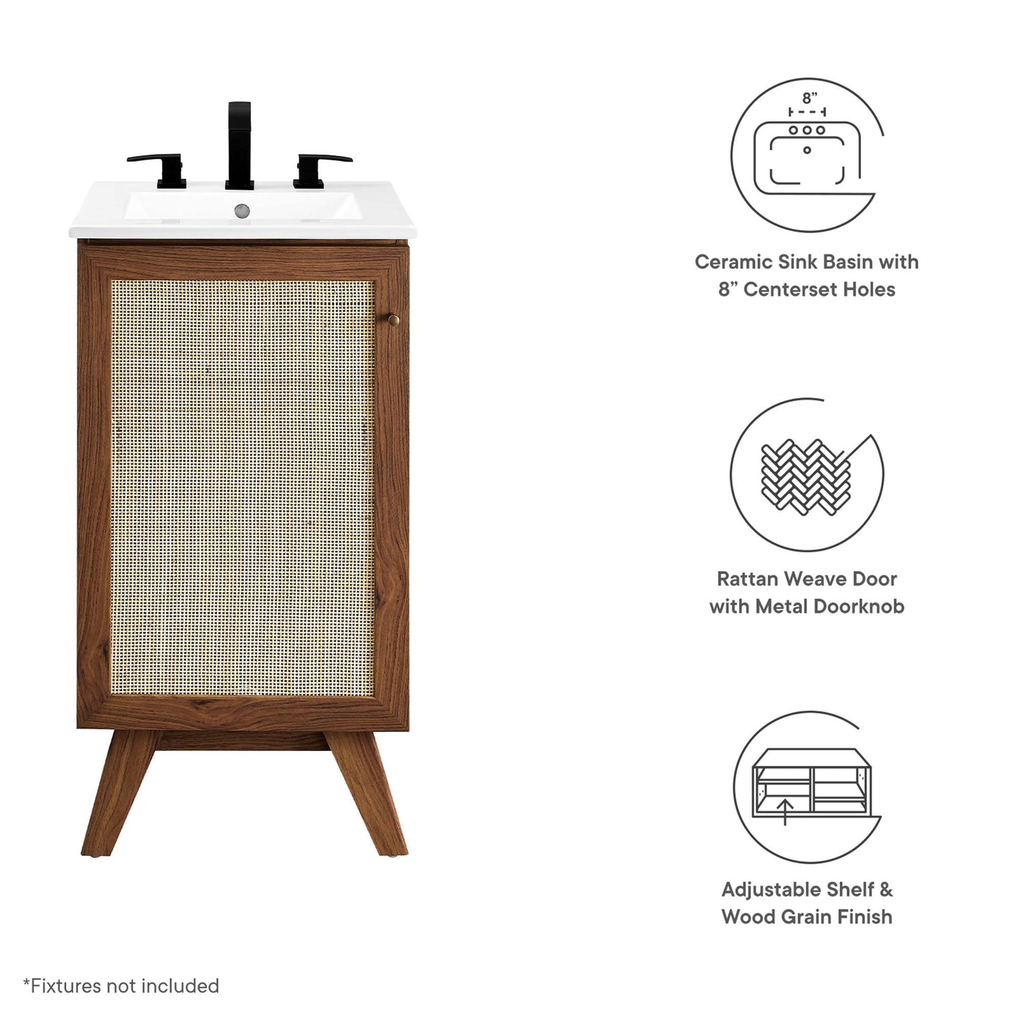 Modway Outlet Soma 18? Bathroom Vanity by Modway  Bathroom Furniture Walnut White - EEI-6711-WAL-WHI