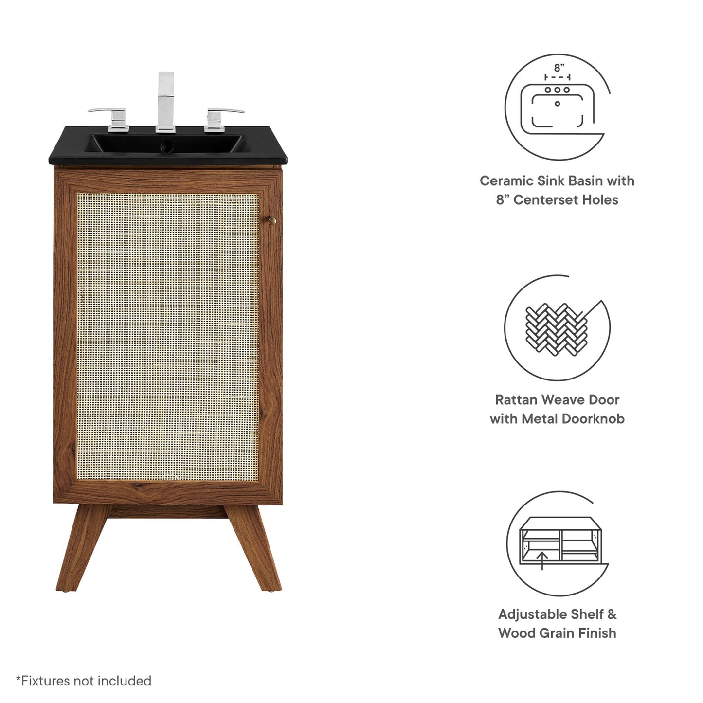 Modway Outlet Soma 18? Bathroom Vanity by Modway  Bathroom Furniture Walnut Black - EEI-6712-WAL-BLK