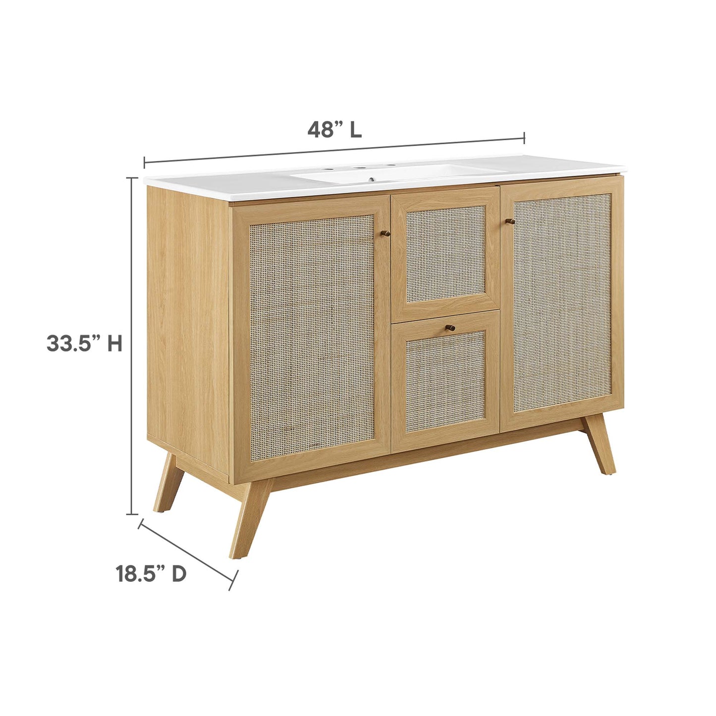 Modway - Soma 48? Single Sink Bathroom Vanity by Modway  Bathroom Vanities Brown - EEI-6719-OAK-WHI
