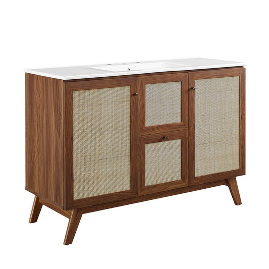 Modway - Soma 48? Single Sink Bathroom Vanity by Modway  Bathroom Vanities Brown - EEI-6719-WAL-WHI