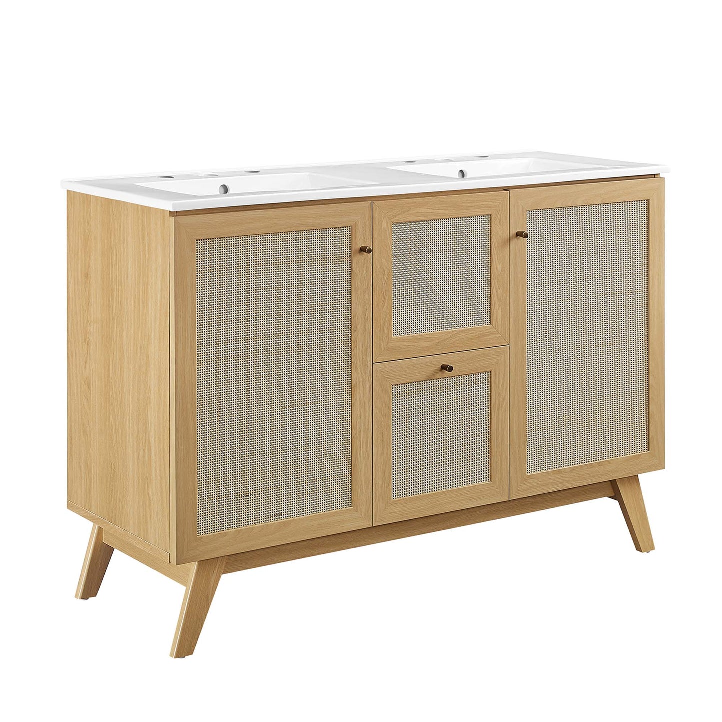 Modway - Soma 48? Double Sink Bathroom Vanity by Modway  Bathroom Vanities Brown - EEI-6721-OAK-WHI