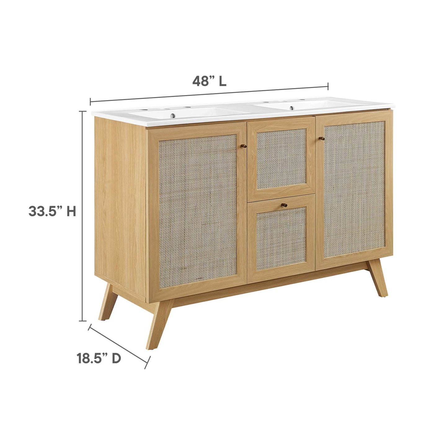 Modway - Soma 48? Double Sink Bathroom Vanity by Modway  Bathroom Vanities Brown - EEI-6721-OAK-WHI
