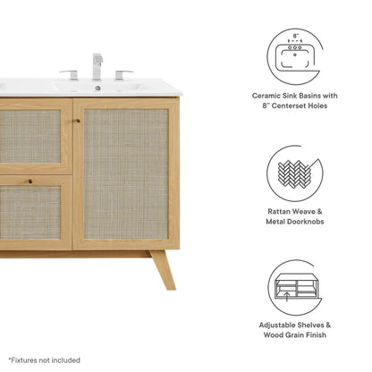 Modway - Soma 48? Double Sink Bathroom Vanity by Modway  Bathroom Vanities Brown - EEI-6721-OAK-WHI