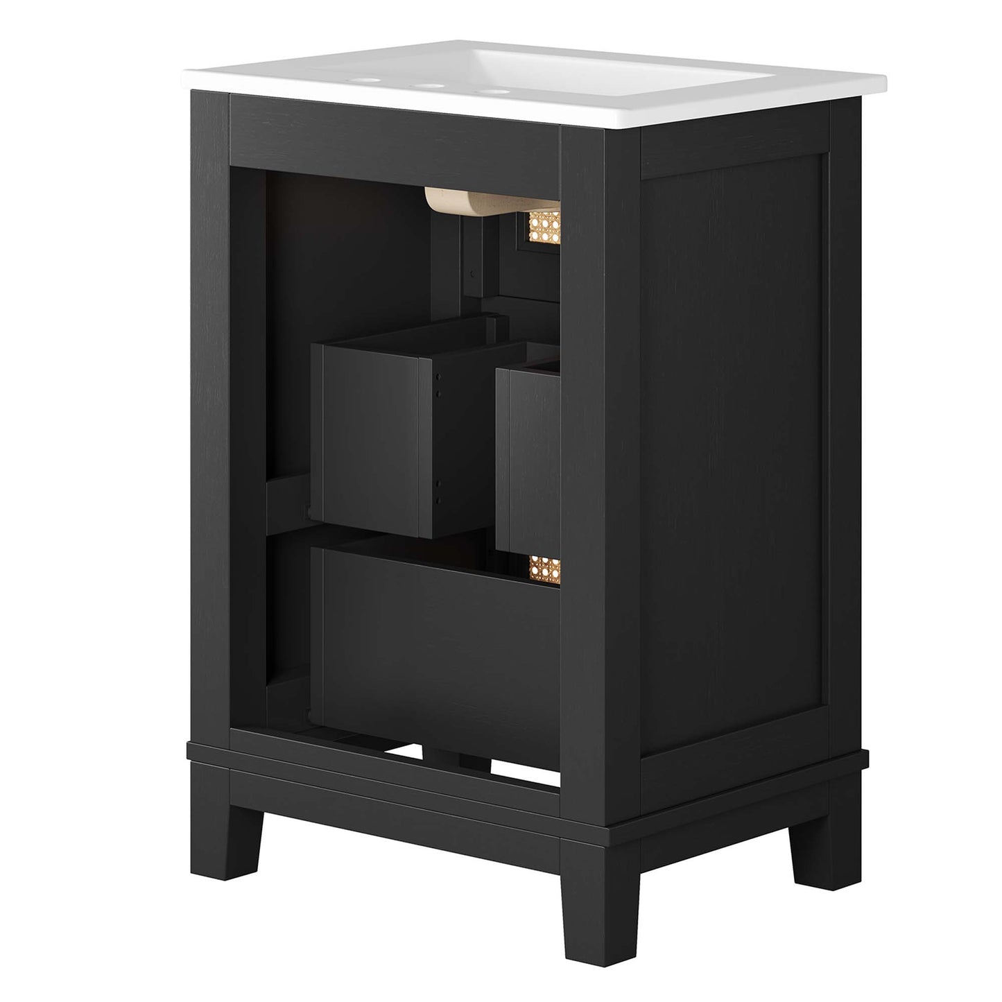 Modway - Dixie 24" Solid Wood Bathroom Vanity by Modway  Bathroom Vanities White - EEI-6723-BLK-WHI