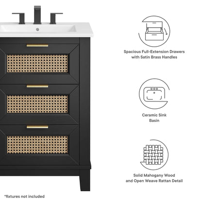 Modway - Dixie 24" Solid Wood Bathroom Vanity by Modway  Bathroom Vanities White - EEI-6723-BLK-WHI
