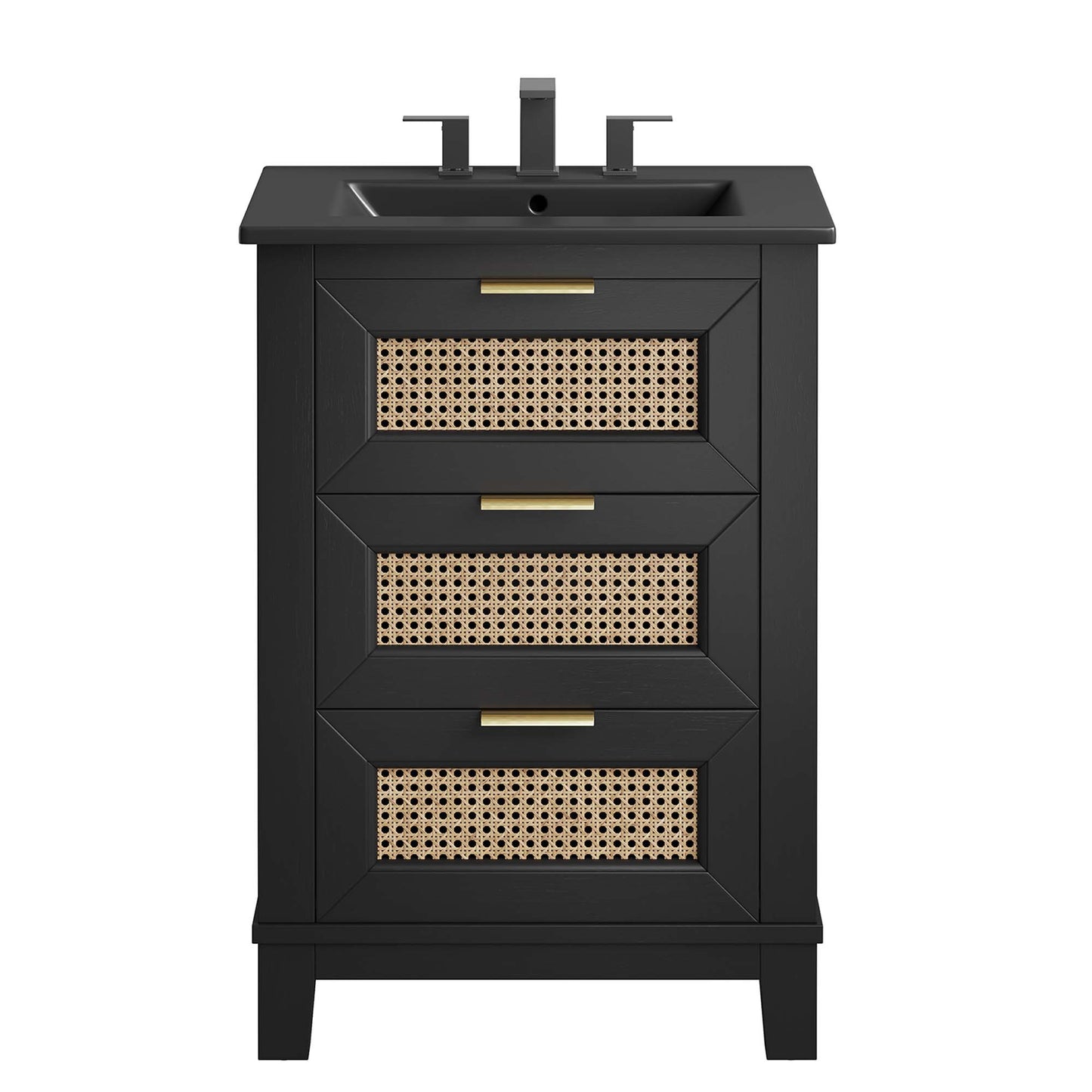 Modway - Dixie 24? Solid Wood Bathroom Vanity Cabinet by Modway  Bathroom Vanities Black - EEI-6724-BLK-BLK