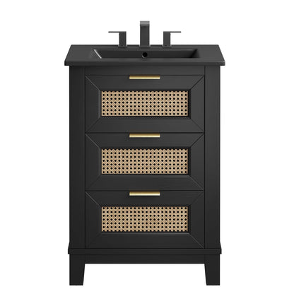 Modway - Dixie 24? Solid Wood Bathroom Vanity Cabinet by Modway  Bathroom Vanities Black - EEI-6724-BLK-BLK