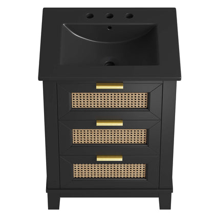 Modway - Dixie 24? Solid Wood Bathroom Vanity Cabinet by Modway  Bathroom Vanities Black - EEI-6724-BLK-BLK