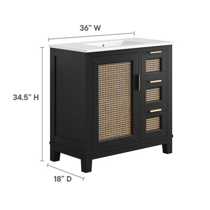 Modway - Dixie 36? Solid Wood Bathroom Vanity Cabinet by Modway  Bathroom Vanities White - EEI-6725-BLK-WHI