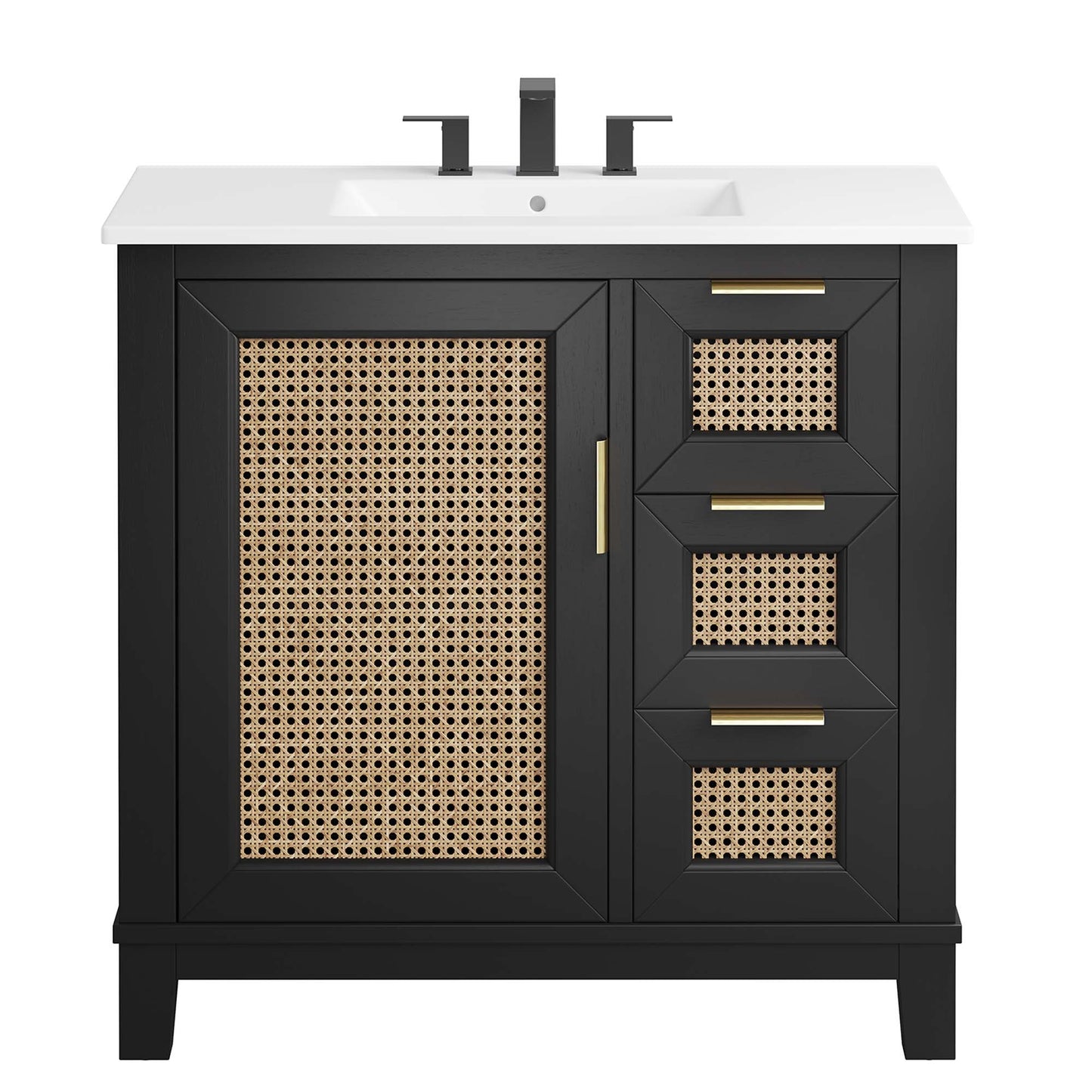 Modway - Dixie 36? Solid Wood Bathroom Vanity Cabinet by Modway  Bathroom Vanities White - EEI-6725-BLK-WHI