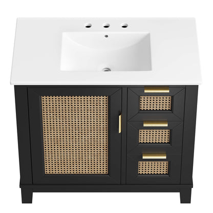 Modway - Dixie 36? Solid Wood Bathroom Vanity Cabinet by Modway  Bathroom Vanities White - EEI-6725-BLK-WHI