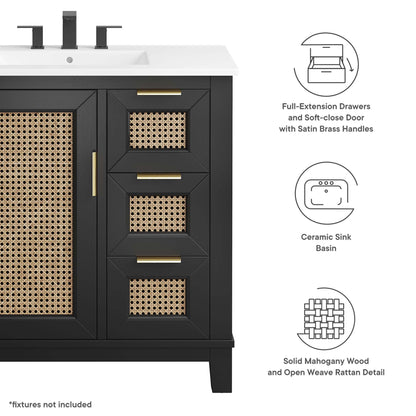Modway - Dixie 36? Solid Wood Bathroom Vanity Cabinet by Modway  Bathroom Vanities White - EEI-6725-BLK-WHI