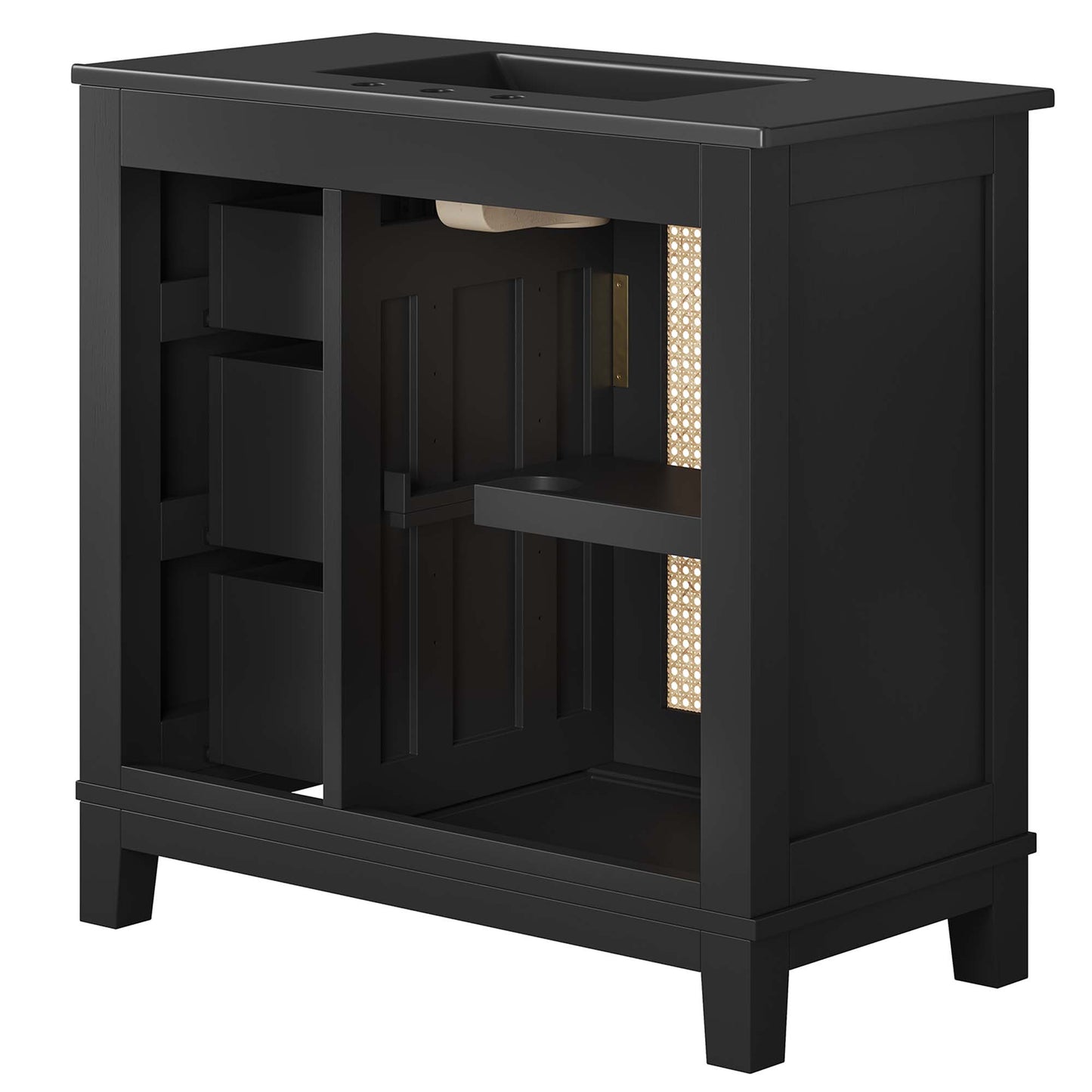 Modway - Dixie 36? Solid Wood Bathroom Vanity Cabinet by Modway  Bathroom Vanities Black - EEI-6726-BLK-BLK