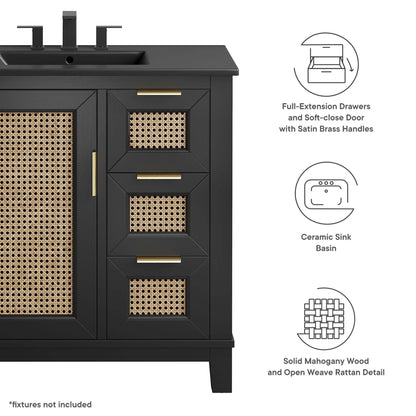 Modway - Dixie 36? Solid Wood Bathroom Vanity Cabinet by Modway  Bathroom Vanities Black - EEI-6726-BLK-BLK