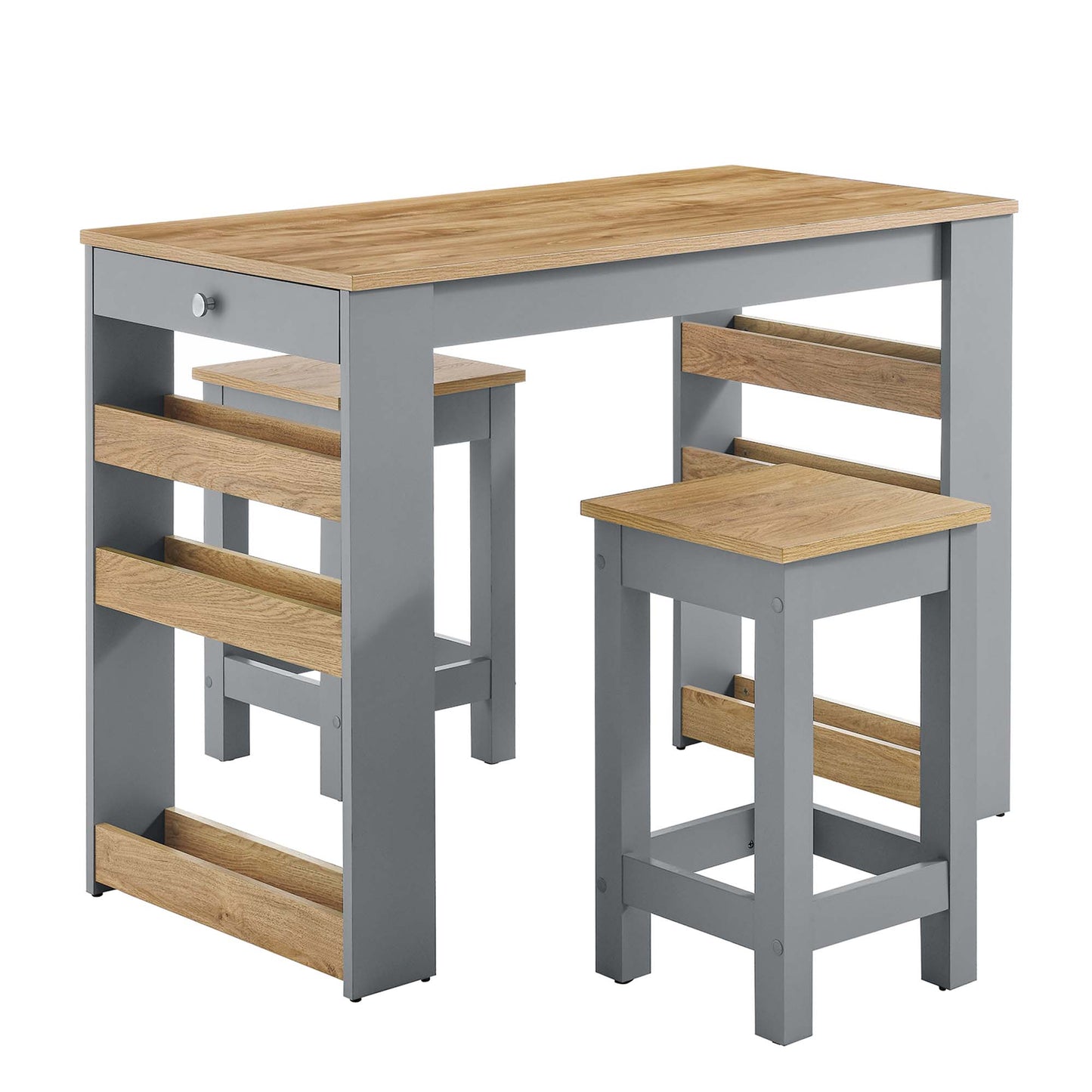 Modway - Galley 3-Piece Kitchen Island and Stool Set by Modway  Bar and Dining Dining Sets Gray - EEI-6730-OAK-GRY