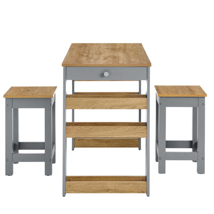 Modway - Galley 3-Piece Kitchen Island and Stool Set by Modway  Bar and Dining Dining Sets Gray - EEI-6730-OAK-GRY