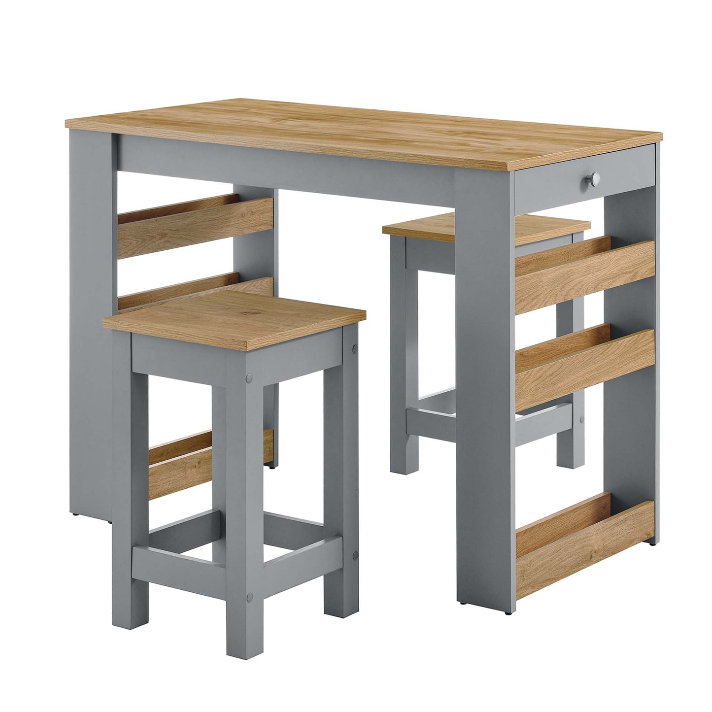 Modway - Galley 3-Piece Kitchen Island and Stool Set by Modway  Bar and Dining Dining Sets Gray - EEI-6730-OAK-GRY