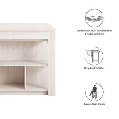 Modway - Meadowbrook 3-Piece Kitchen Island and Stool Set by Modway  Bar and Dining Dining Sets Brown - EEI-6731-WMA